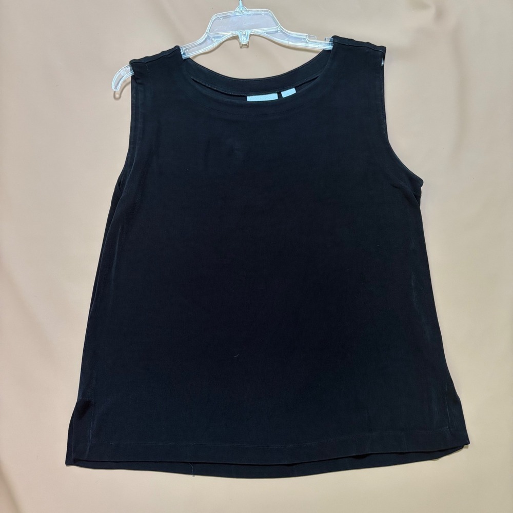 Chicos Travelers Black Sleeveless Tank Top Shell Scoop Neck‎ Side Slits Size 3